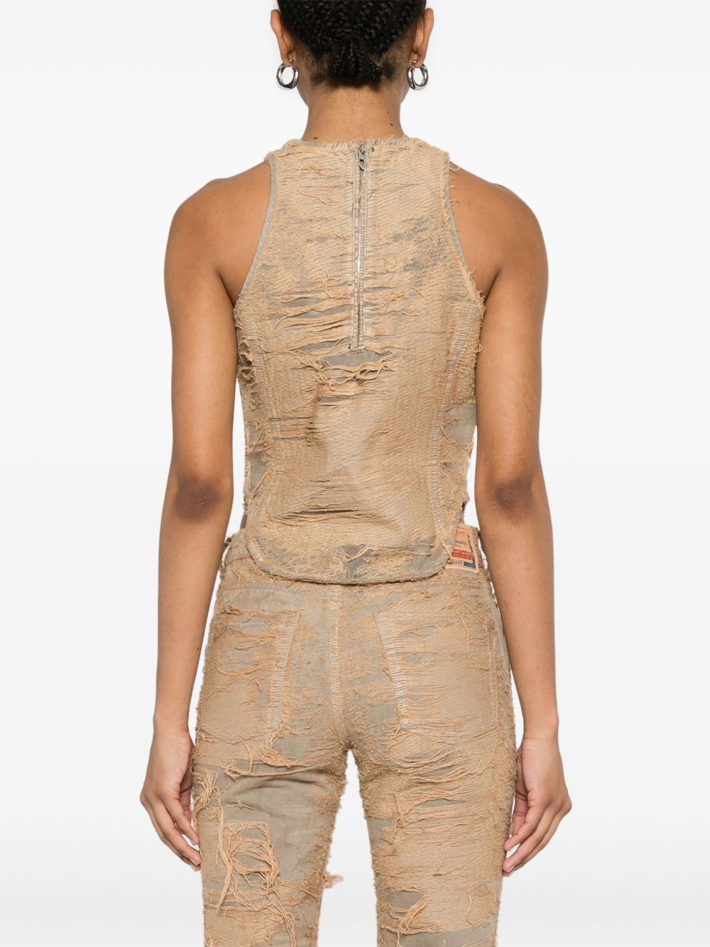 Diesel astro tank top in distressed denim cotton