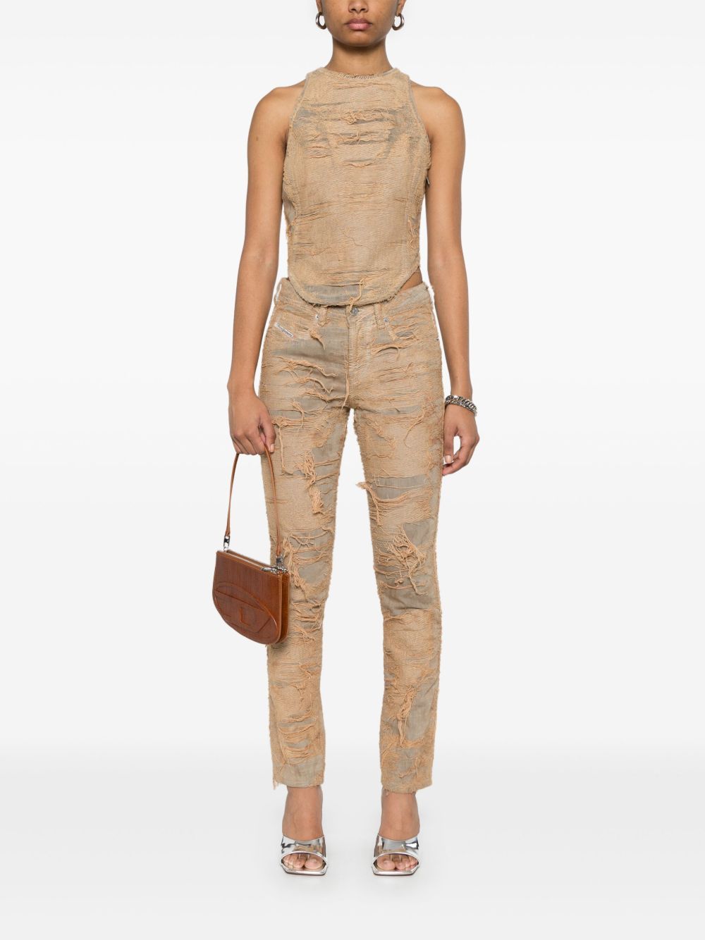 Diesel astro tank top in distressed denim cotton