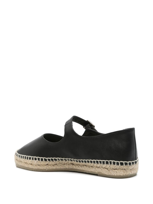 Castañer Flat Shoes — Black Leather Espadrilles