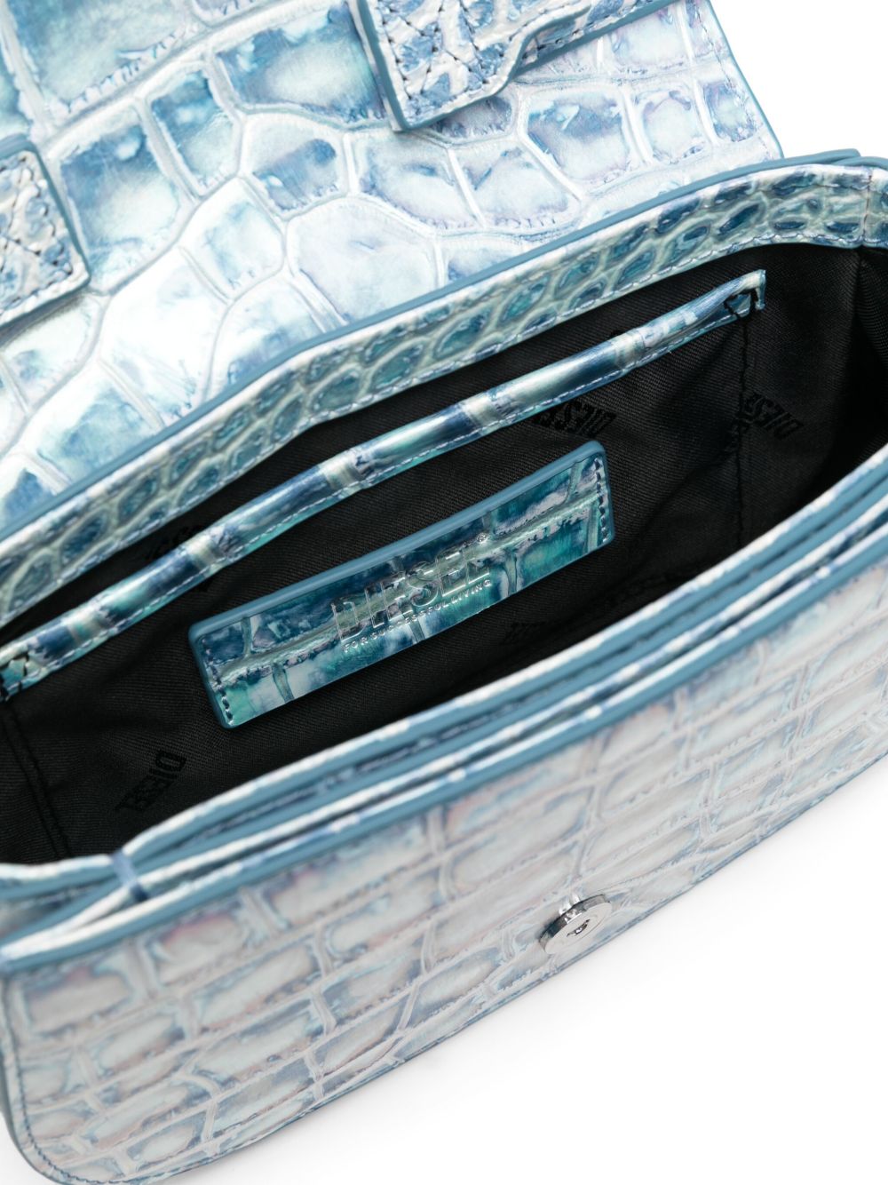 Sacs Diesel. Sac à rabat bleu transparent