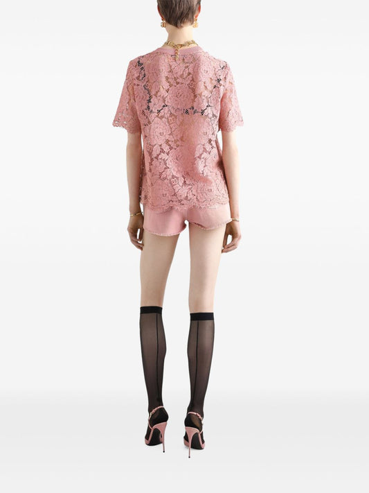 Dolce & Gabbana corded lace T-shirt — powder pink elegance