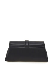 Ferragamo small front flap shoulder bag in black calf leather