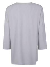 Emporio Armani side-slit blouse — light grey Cady elegance