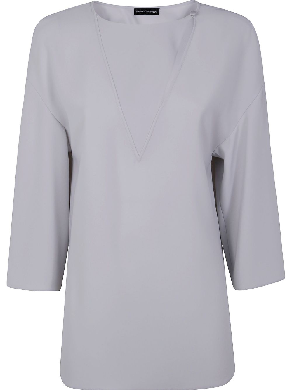 Emporio Armani side-slit blouse — light grey Cady elegance