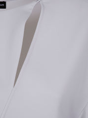 Emporio Armani side-slit blouse — light grey Cady elegance