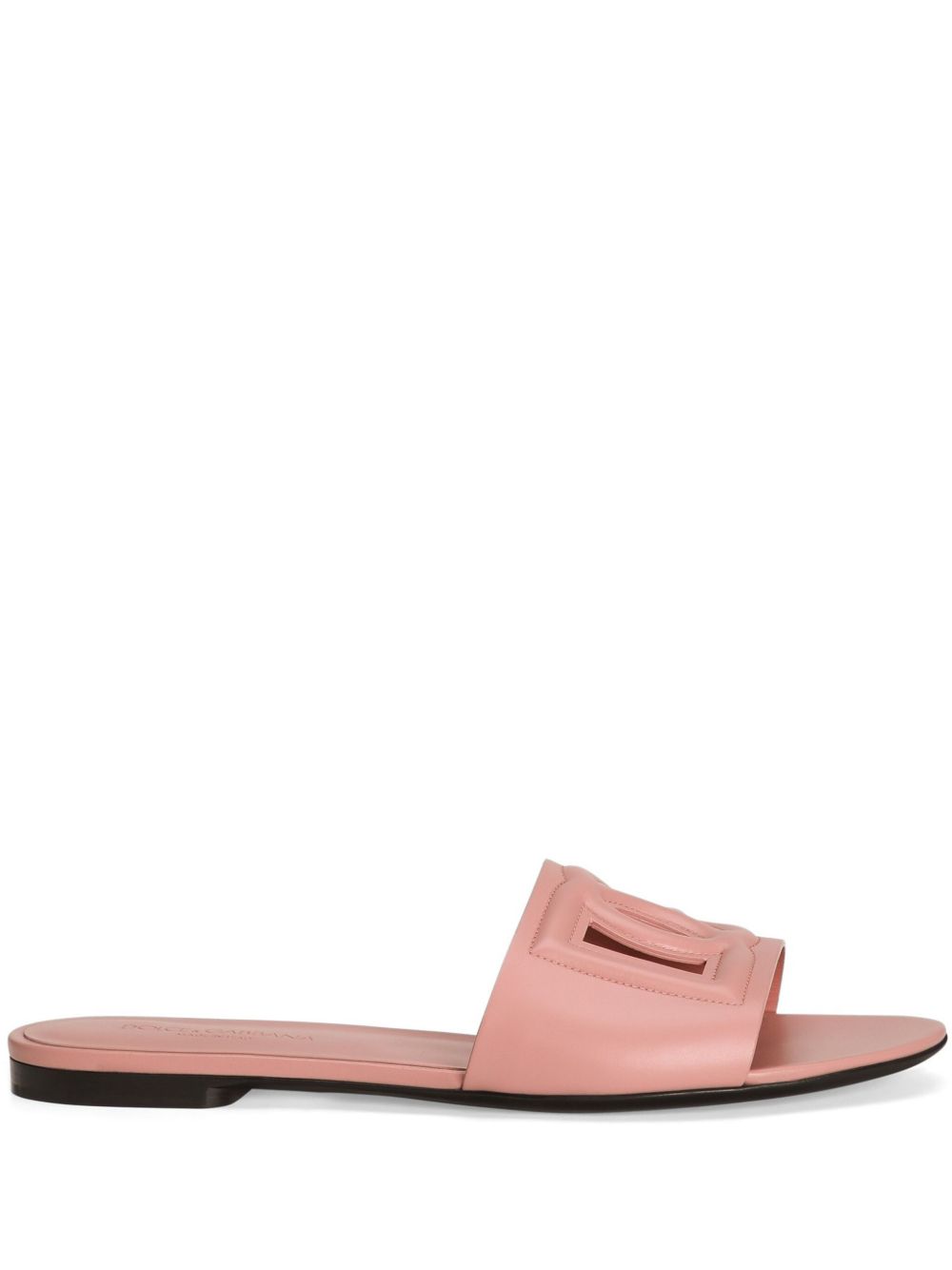 Dolce & Gabbana Calfskin sliders with DG logo in rose pink