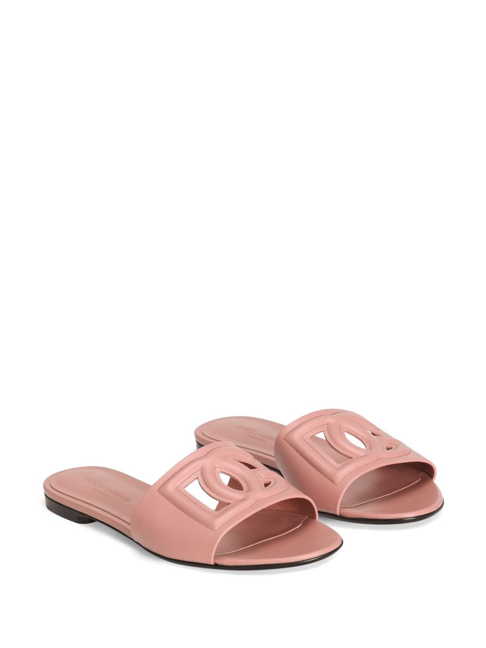 Dolce & Gabbana Calfskin sliders with DG logo in rose pink