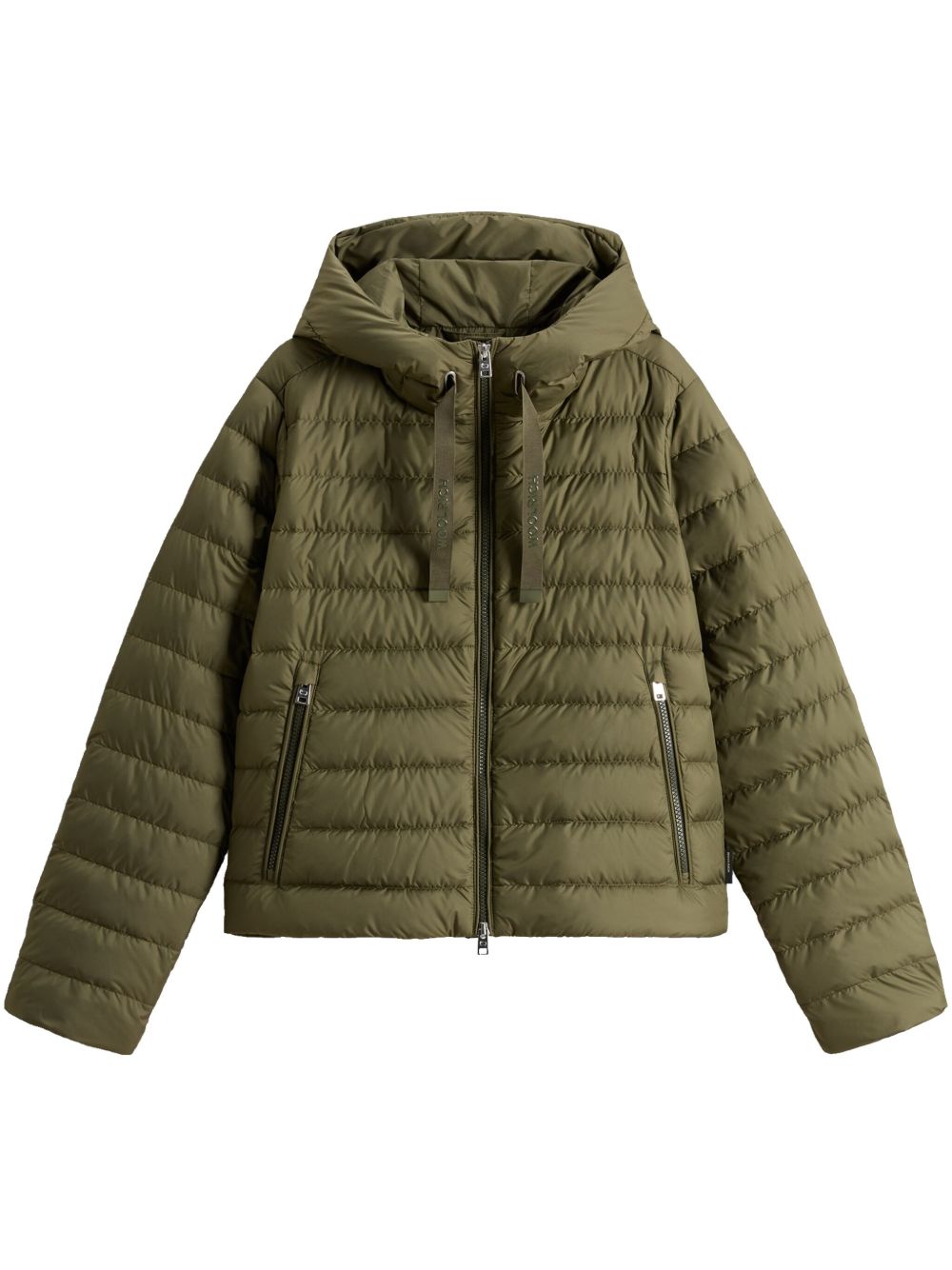 Woolrich Coats Green in khaki with drawstring hood
