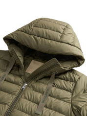Woolrich Coats Green in khaki with drawstring hood