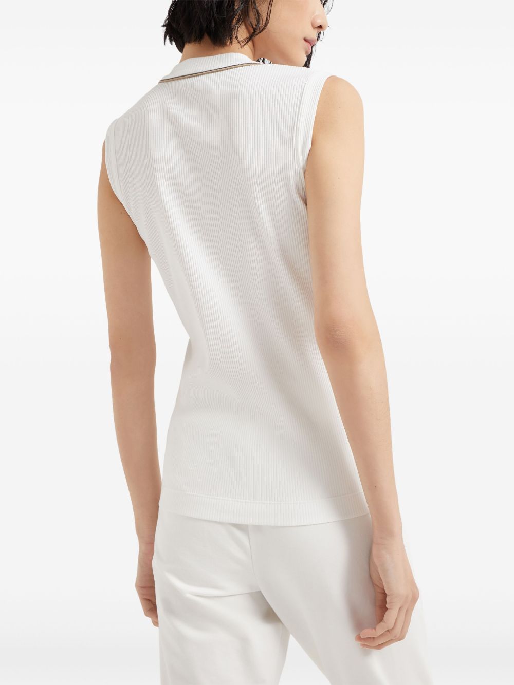 Brunello Cucinelli Top White sleeveless V-neck