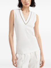 Brunello Cucinelli Top White sleeveless V-neck