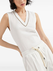 Brunello Cucinelli Top White sleeveless V-neck