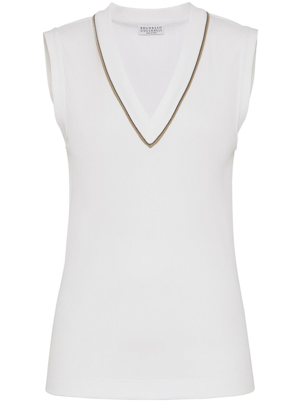 Brunello Cucinelli Top White sleeveless V-neck