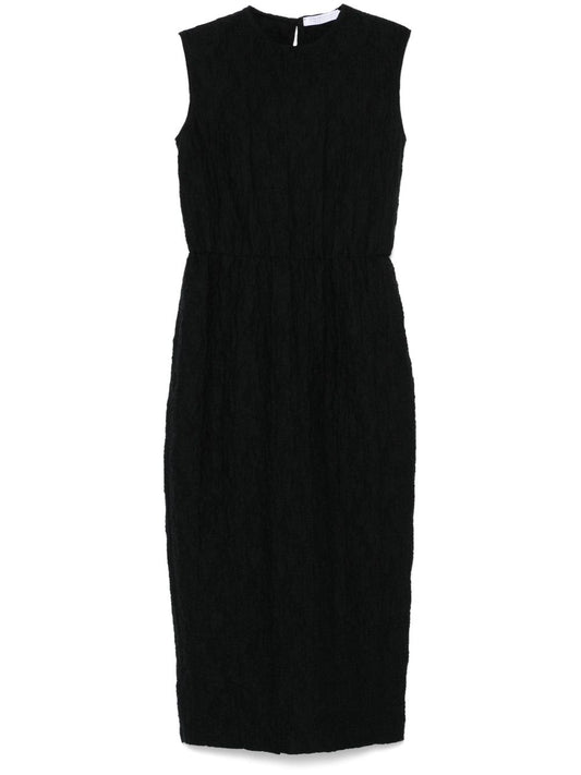Harris Wharf London midi dress in cotton — timeless black elegance