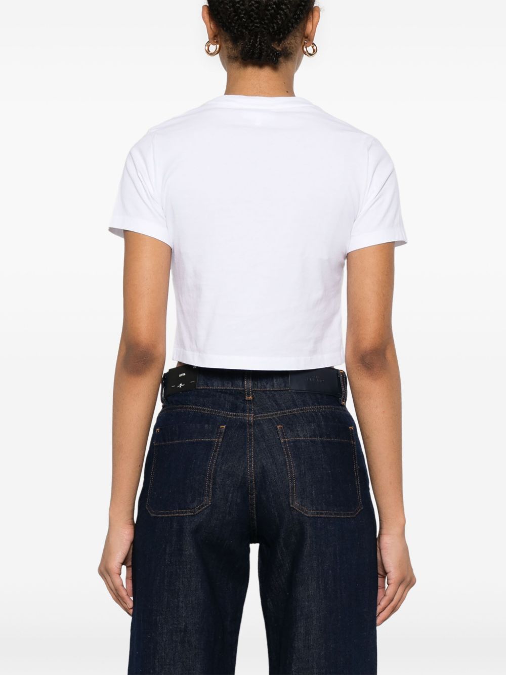 Maison Kitsuné Cropped White Cotton Tee