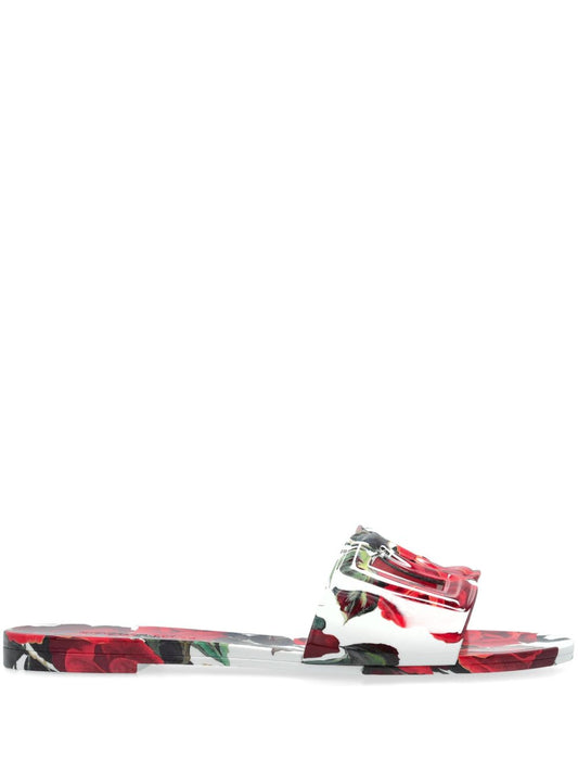 Dolce & Gabbana floral-print slides — deep pink sandals
