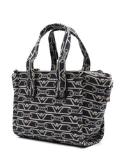 Emporio Armani Small tote bag in all-over monogram jacquard canvas