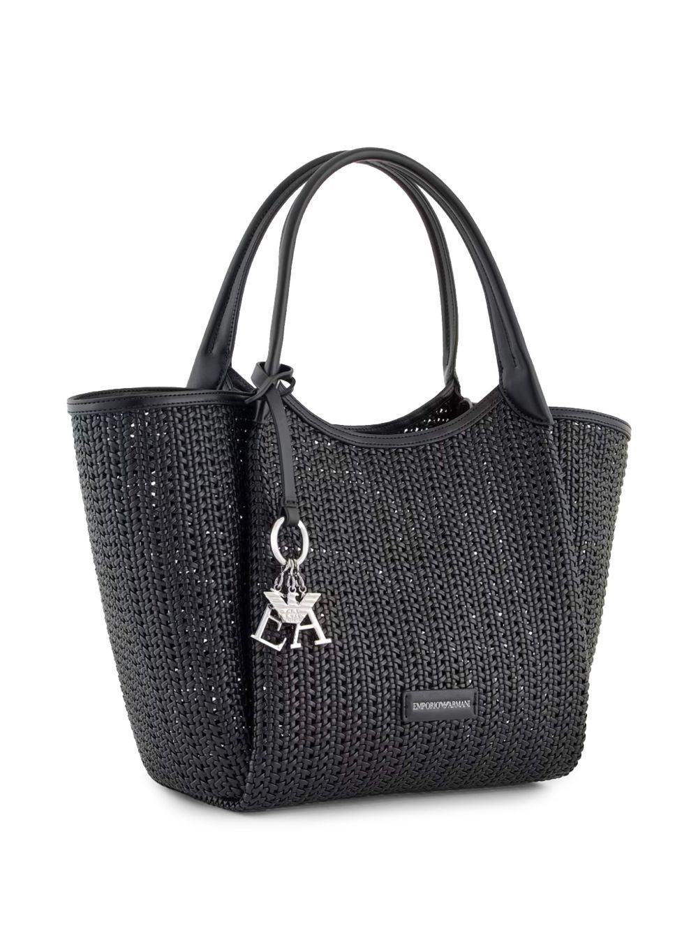 Emporio Armani Black Braided Shopper Tote