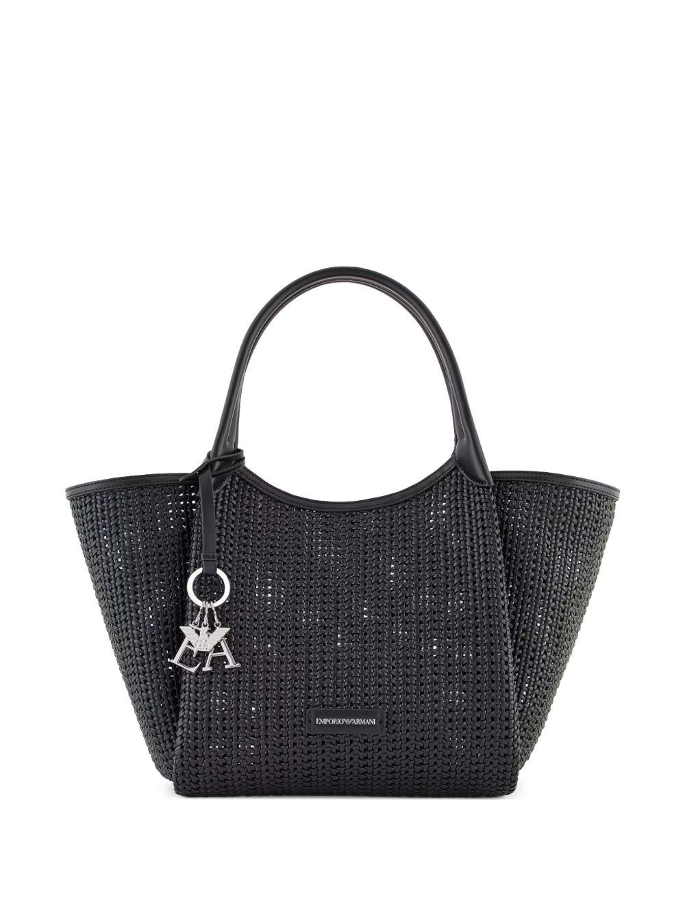 Emporio Armani Black Braided Shopper Tote