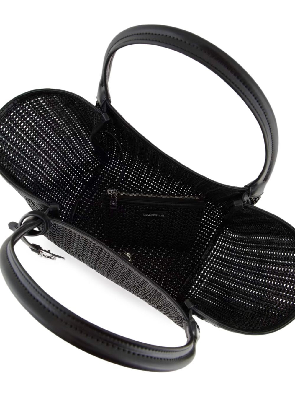 Emporio Armani Black Braided Shopper Tote