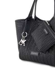 Emporio Armani Black Braided Shopper Tote