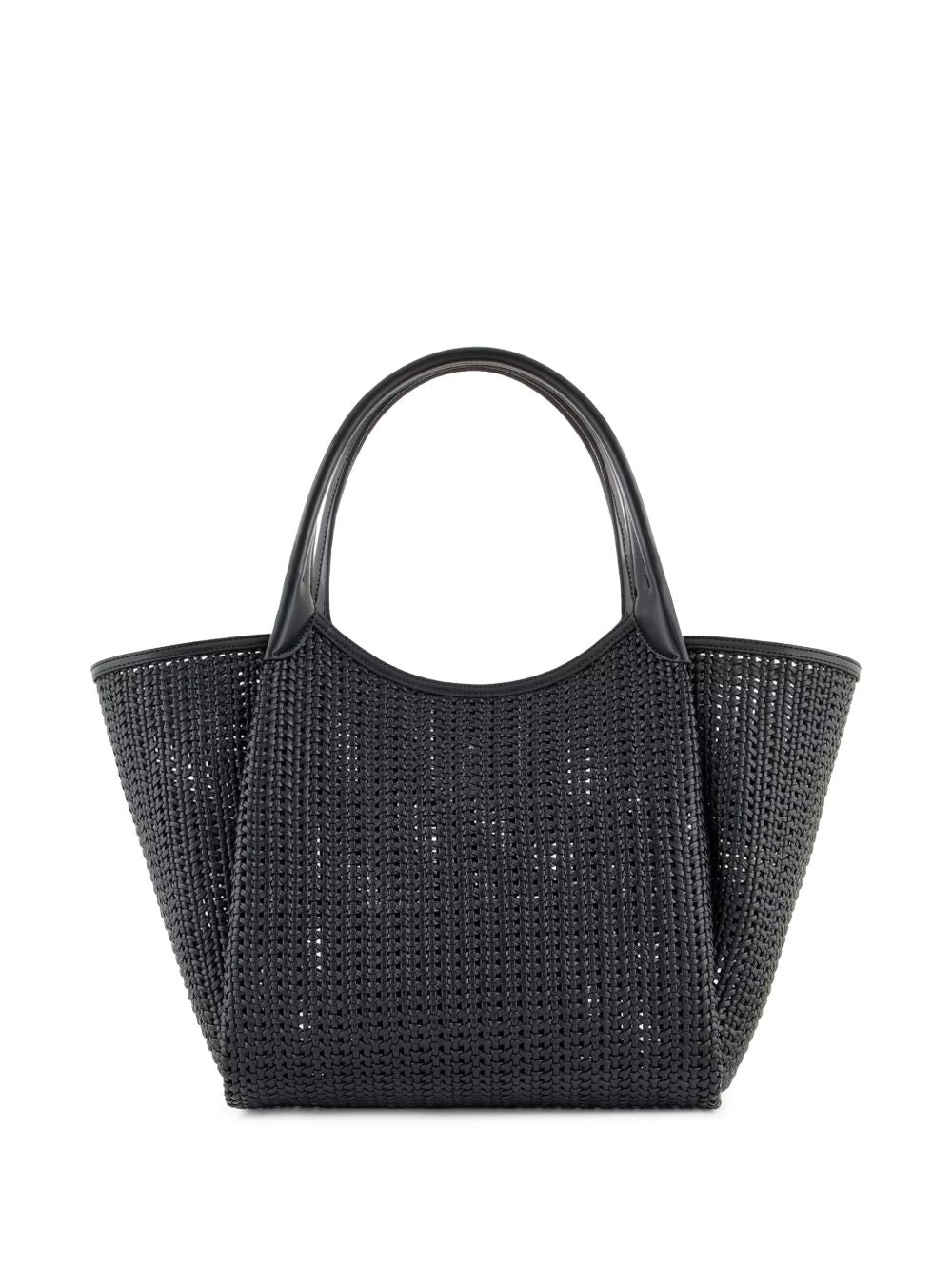 Emporio Armani Black Braided Shopper Tote