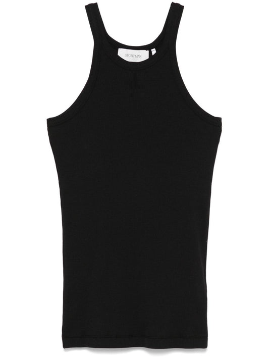 SportMax Top Black — Sleeveless Cotton Tank for Women