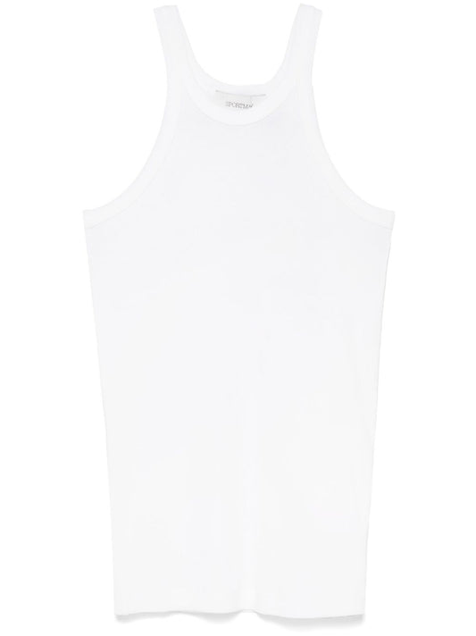 SportMax Top White — Sleeveless Cotton Crew Tank