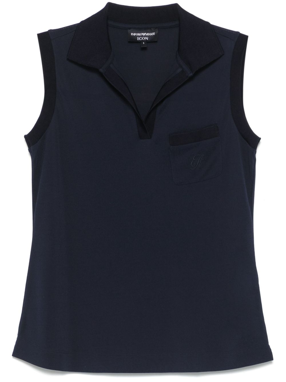Emporio Armani Icon micro piquet crepe jersey top
