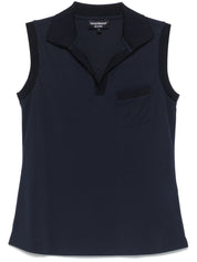 Emporio Armani Icon micro piquet crepe jersey top