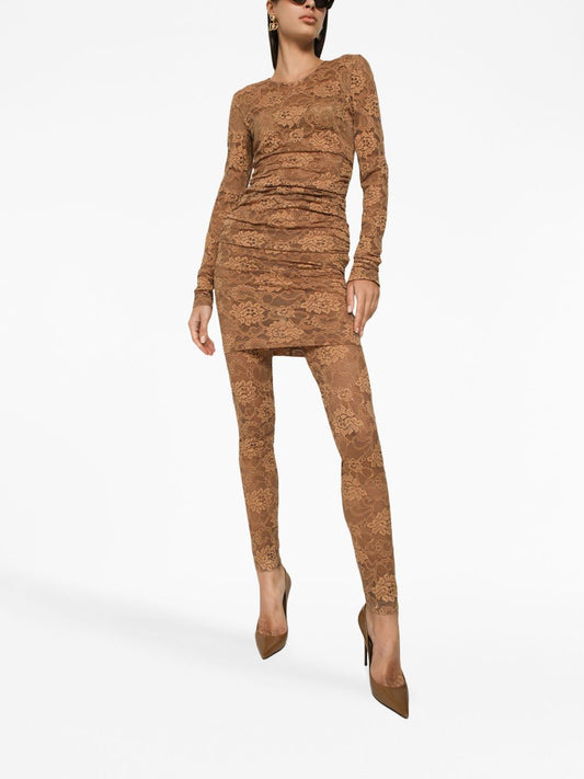 Beige Lace Mini Dress — Dolce & Gabbana