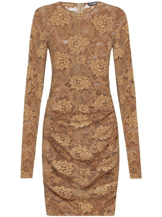 Beige Lace Mini Dress — Dolce & Gabbana