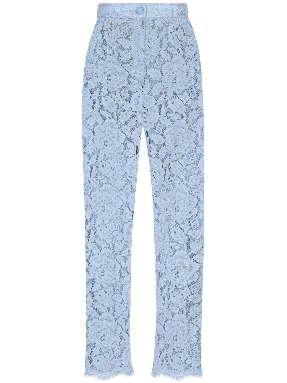 Clear Blue Silk Lace Trousers — Dolce & Gabbana
