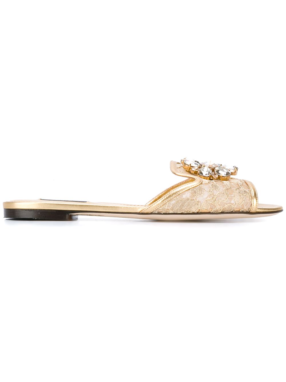 Dolce & Gabbana Sandals Golden lace with crystals