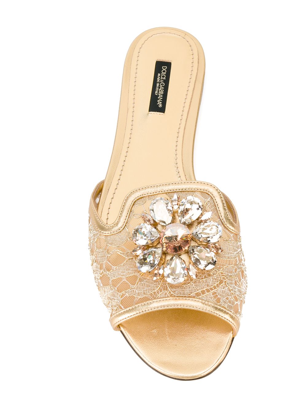 Dolce & Gabbana Sandals Golden lace with crystals