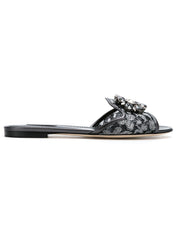 Dolce & Gabbana Sandals Silver lace with crystal detail