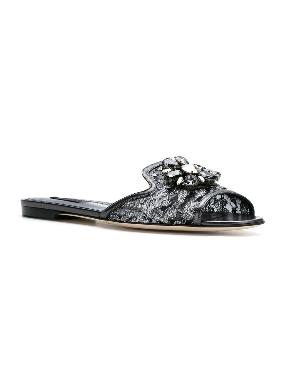 Dolce & Gabbana Sandals Silver lace with crystal detail