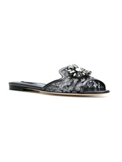 Dolce & Gabbana Sandals Silver lace with crystal detail