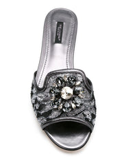 Dolce & Gabbana Sandals Silver lace with crystal detail