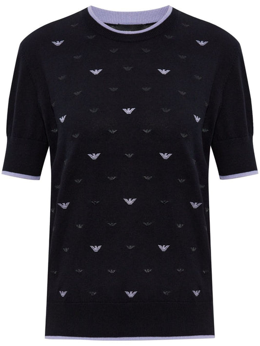 Emporio Armani Sweaters Black — Refined Short‑Sleeve Crew