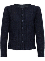 Emporio Armani navy blue tweed jacket — tailored short blazer
