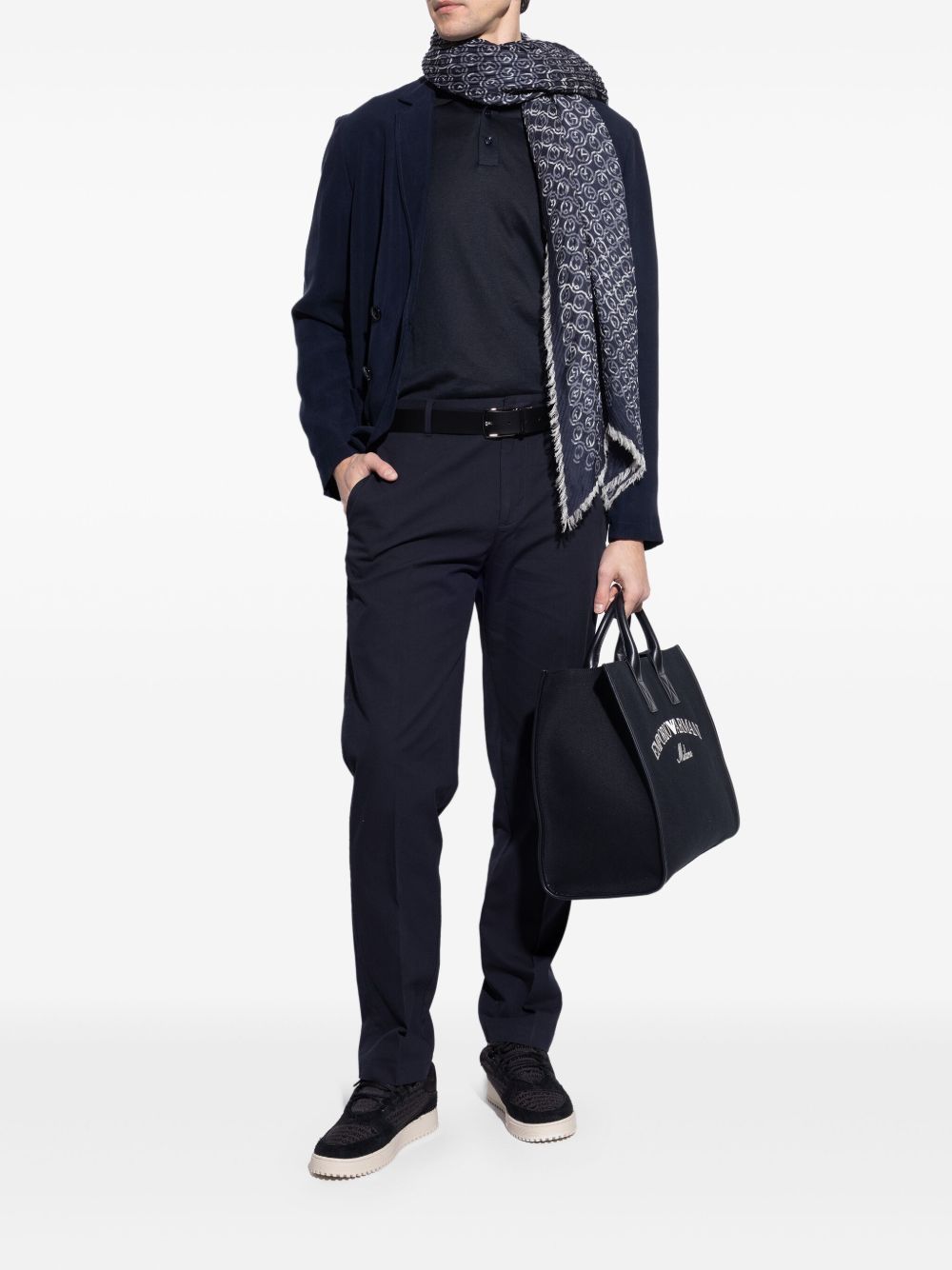 Baskets Emporio Armani en tissu jacquard avec lettrage logo et daim