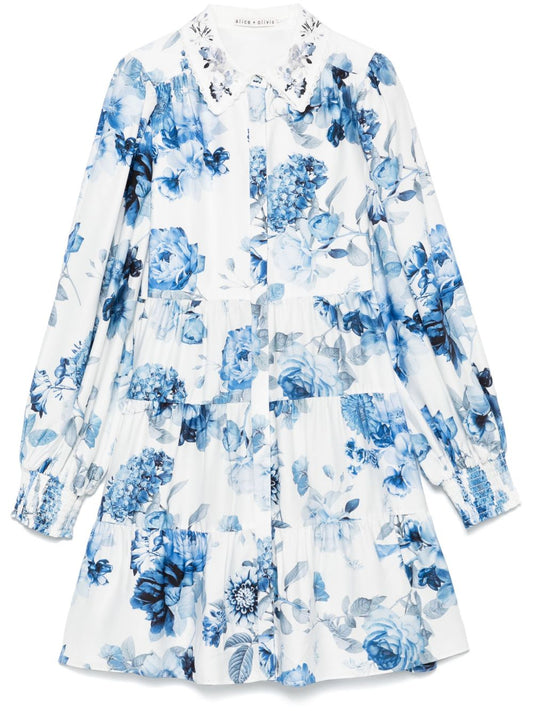 Clear Blue floral shirtdress — Alice + Olivia