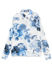 Chemises Alice + Olivia en soie bleu clair à fleurs