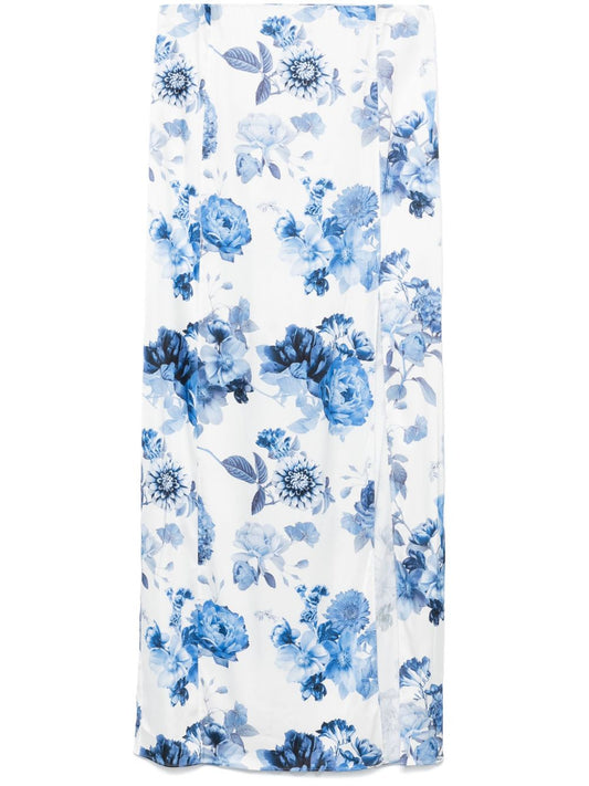 Clear Blue Maxi Floral Skirt — Alice + Olivia