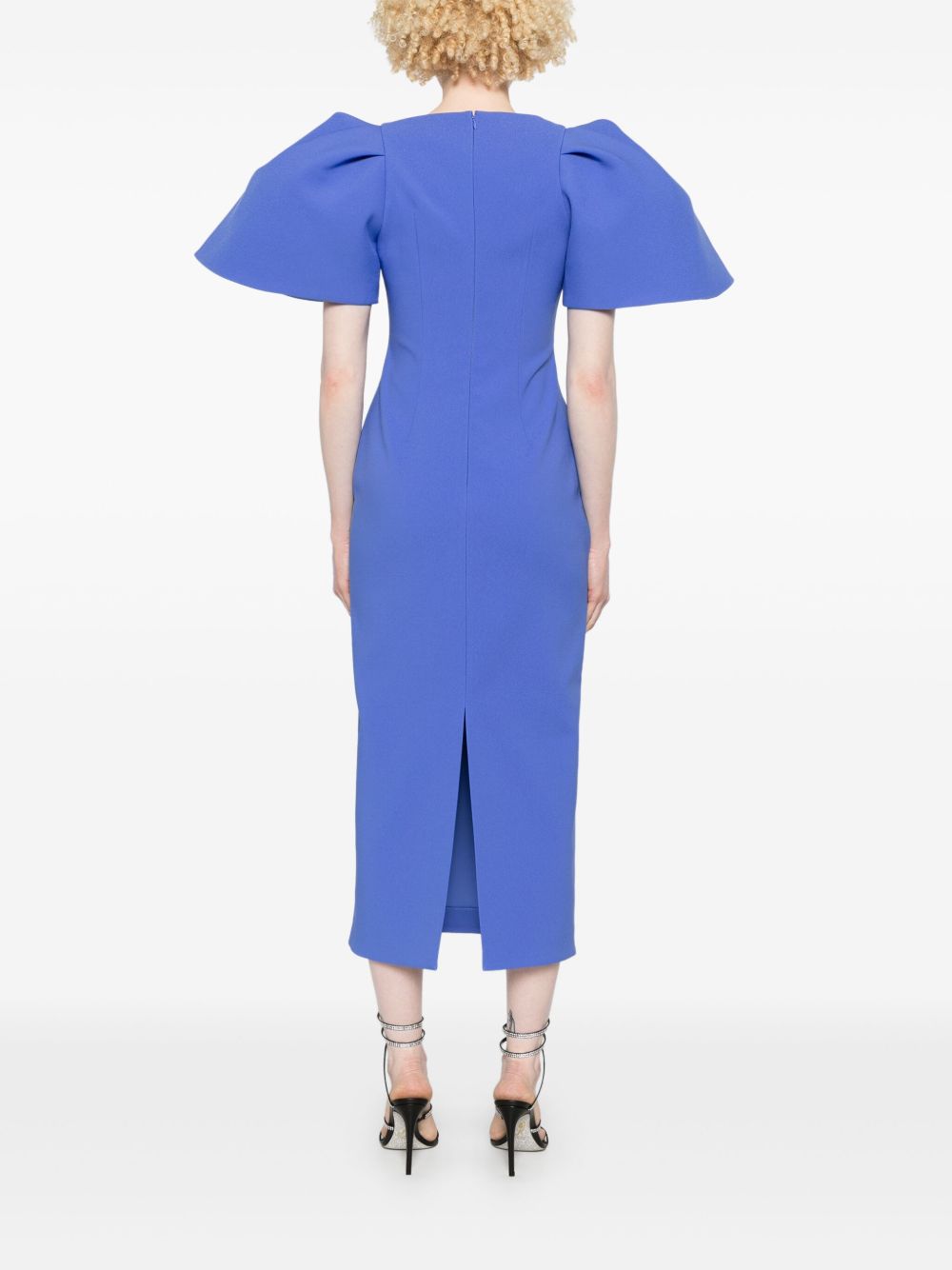 Solace London Dresses Blue puff sleeve midi