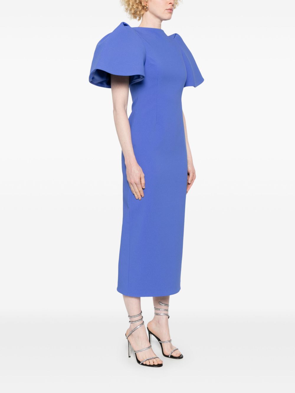 Solace London Dresses Blue puff sleeve midi