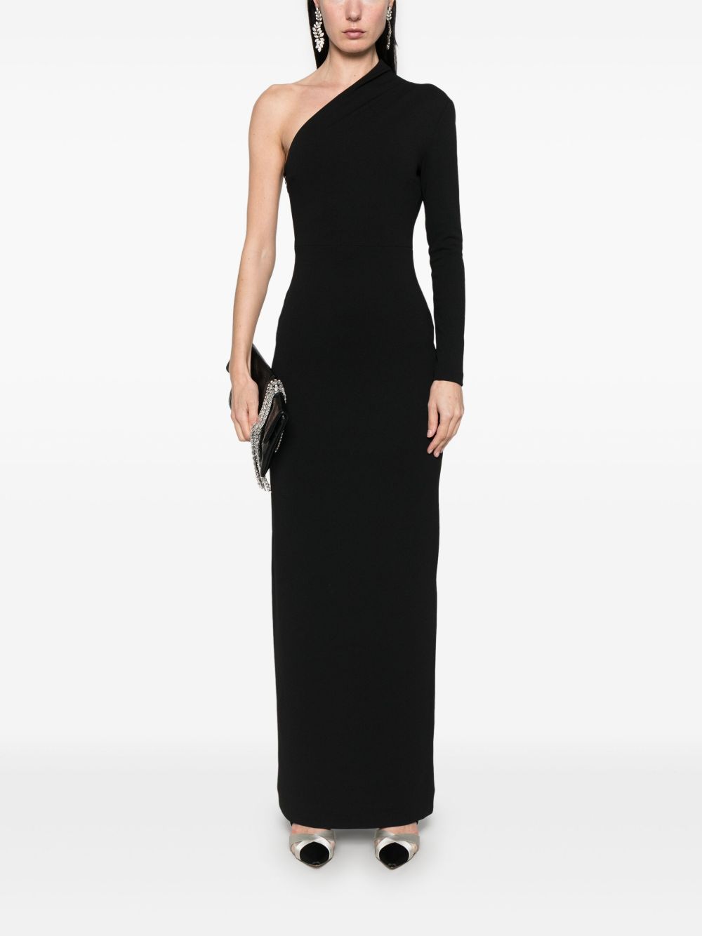 Solace London Dresses Black one-shoulder gown