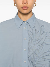 Chemises Brunello Cucinelli en coton brodé gris