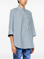 Chemises Brunello Cucinelli en coton brodé gris